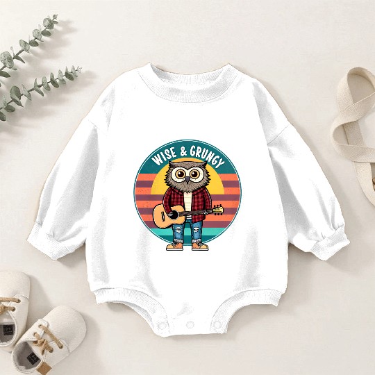 Wise Grungy Owl Grunge Retro 90s. Baby Romper Sweatshirts