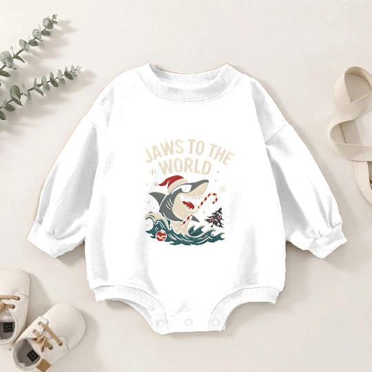 Jaws to the World – Christmas Shark Attack Baby Romper Sweatshirts
