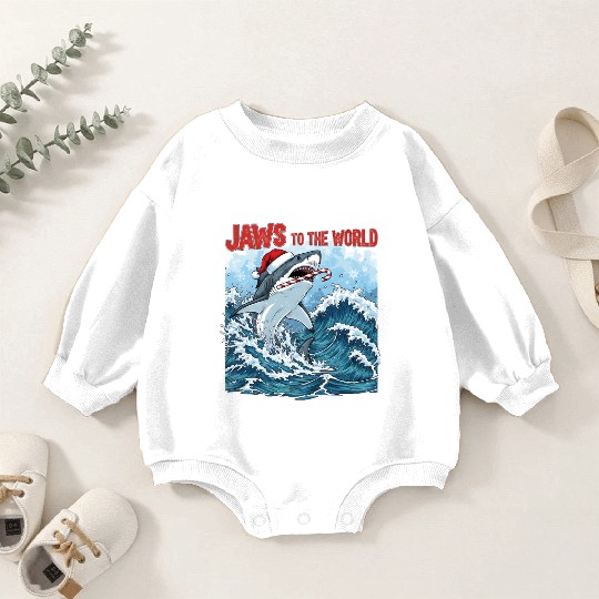 Jaws to the World – Christmastime Shark Attack Baby Romper Sweatshirts