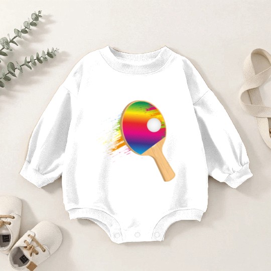 Colorful table tennis bat with ball – sporty Baby Romper Sweatshirts
