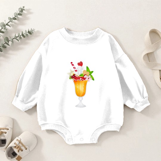 Fruity Ice Cream Sundae with Whipped Cream Baby Romper Sweatshirts