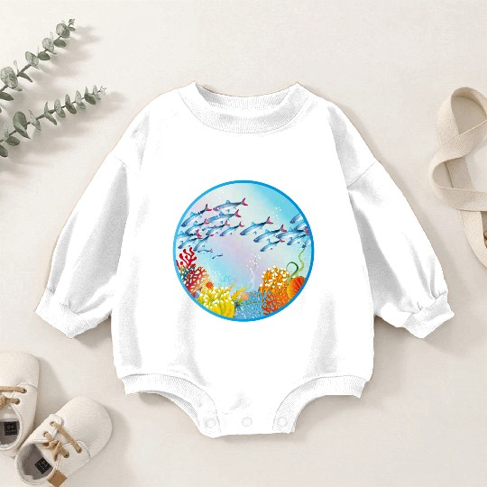 School of colorful fish in a coral reef Baby Romper Sweatshirts