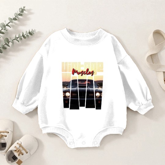 Vintage Muscle Car Sunset Poster Retro American Baby Romper Sweatshirts