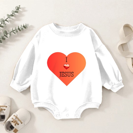 I Love Jesus Heart Design Baby Romper Sweatshirts