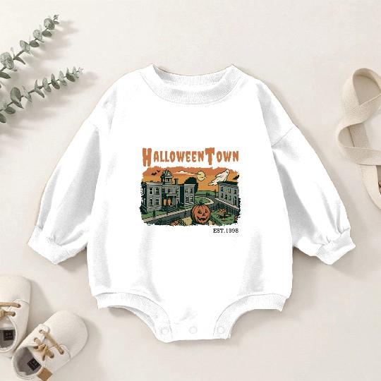 Halloweentown Spooky Sunset Scene – Vintage Hallow Baby Romper Sweatshirts