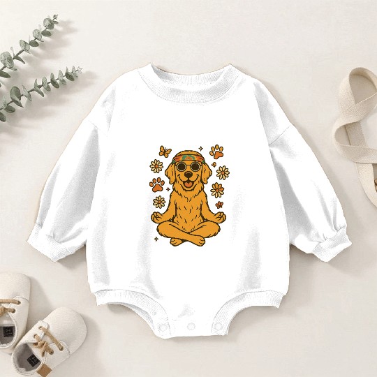 Peaceful Golden Retriever – Boho Vibes Baby Romper Sweatshirts