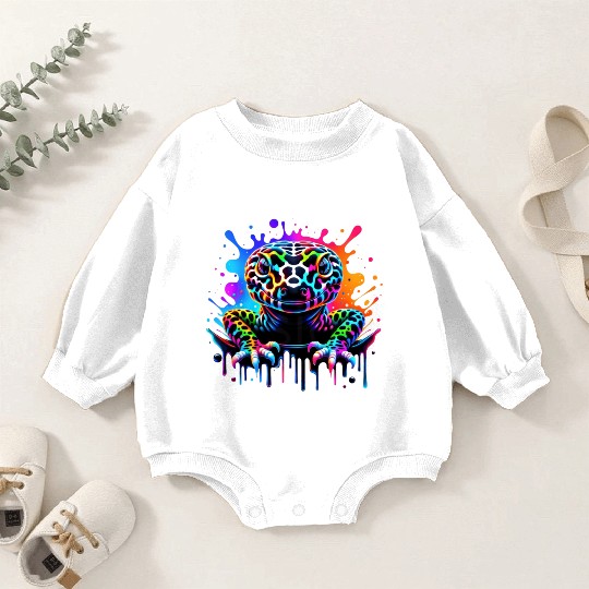 Neon Psychedelic Lizard Illustration Baby Romper Sweatshirts