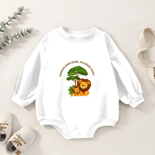 Joyful Lion and Cub Under Green Tree Baby Romper Sweatshirts
