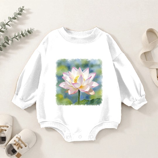 Serene Water Lily Floral Print Baby Romper Sweatshirts