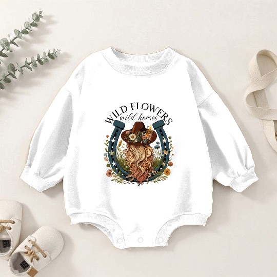 Wildflowers Wild Horses Western Boho Country Baby Romper Sweatshirts