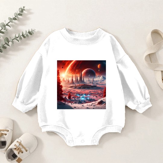 Futuristic Alien Planet Landscape Baby Romper Sweatshirts