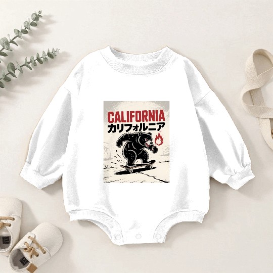 California Skate Bear – Streetwear Rebel Style Baby Romper Sweatshirts