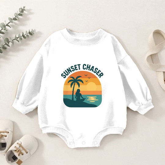 Sunset Chaser Beach Vibes Design Baby Romper Sweatshirts