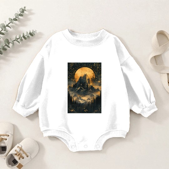 Celestial Mountain Dreamscape Baby Romper Sweatshirts