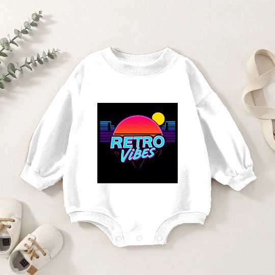 Retro Vibes Sunset Neon Design Baby Romper Sweatshirts