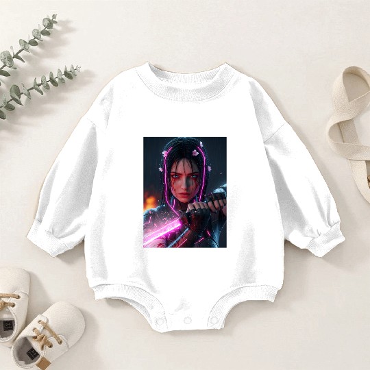 Cyberpunk Samurai Girl Baby Romper Sweatshirts