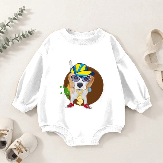 Cool Hip-Hop Beagle with Sunglasses & Style Baby Romper Sweatshirts