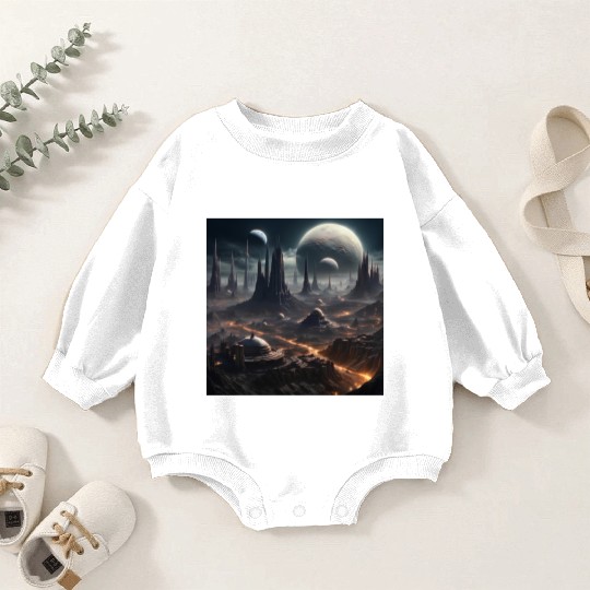 Dark World: Alien Planet Landscape Baby Romper Sweatshirts