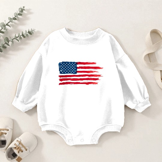 Stylized American Flag Illustration Baby Romper Sweatshirts