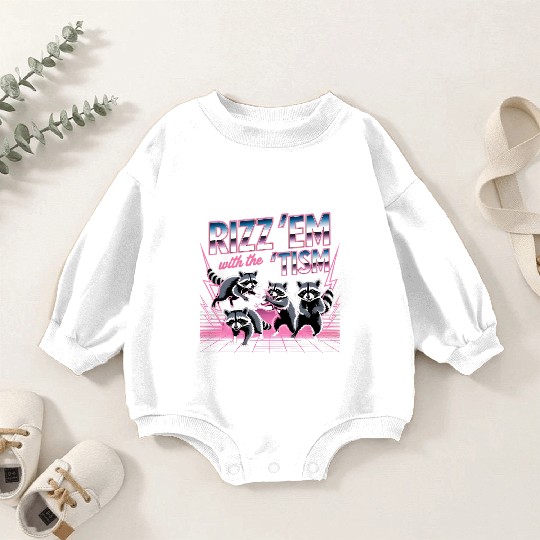 Funny Raccoon Baby Romper Sweatshirts Rizz Em With The Tism