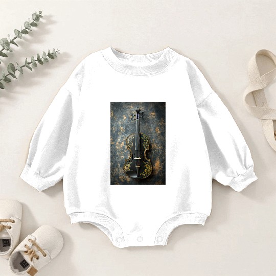 Elegant Black and Gold Violin Baby Romper Sweatshirts