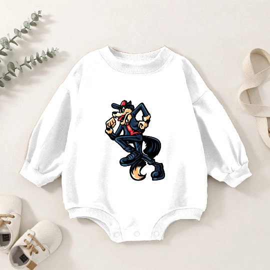 Retro Dancing Wolf Baby Romper Sweatshirts