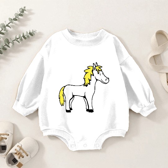 Horse Sweet Pony Foal Horse Girl Cute Comic Fun Baby Romper Sweatshirts