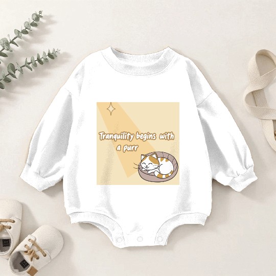 Peaceful Cat Relaxation Illustration Baby Romper Sweatshirts