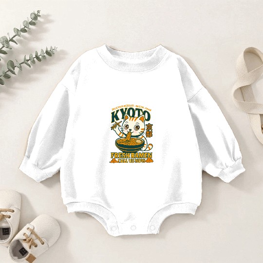Kyoto Cat Ramen Delicious Drink Design Baby Romper Sweatshirts