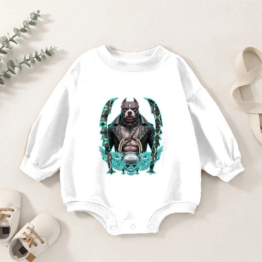 Neon Pitbull with Punk Armor Baby Romper Sweatshirts