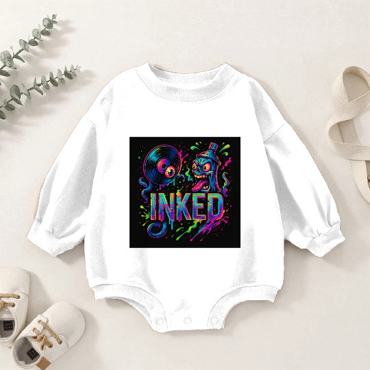 Neon Graffiti Spray Can with Skull and Turntable Baby Romper Sweatshirts