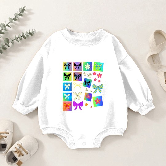 Pastel Aesthetic Stam Y2K Cute Girly Coquette Bow Baby Romper Sweatshirts