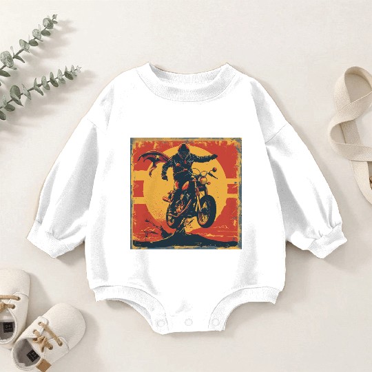 Heroic Motorcycle Rider Artwork Baby Romper Sweatshirts