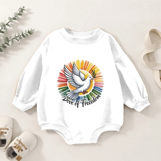 Peaceful Dove with Olive Branch Design Baby Romper Sweatshirts
