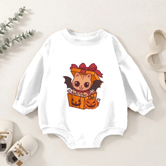 Halloween Cat with Potion Gift Box Baby Romper Sweatshirts
