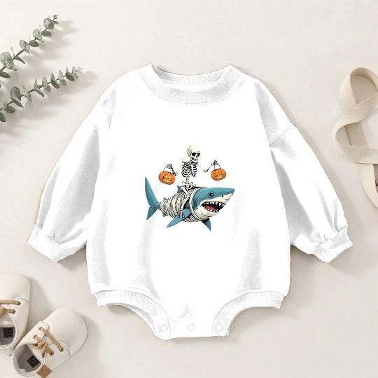 Skeleton Riding Mummy Dinosaur Funny Halloween Baby Romper Sweatshirts