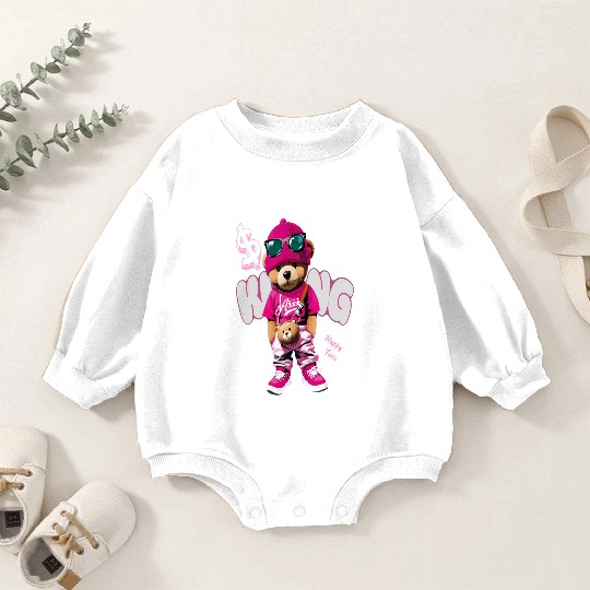 Trendy Teddy Bear Streetwear Design Baby Romper Sweatshirts