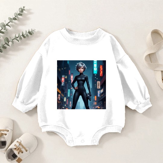 Futuristic Cyberpunk Heroine Design Baby Romper Sweatshirts