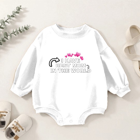 Best Mom Ever with Heart Icons Baby Romper Sweatshirts