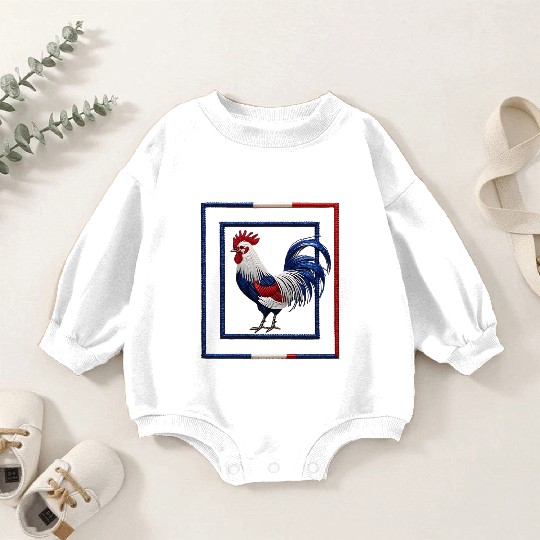 French Rooster Blue White Red National Flag Design Baby Romper Sweatshirts