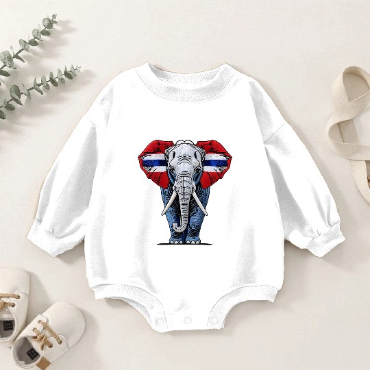 Thailand Elephant Red White Blue National Flag Cul Baby Romper Sweatshirts