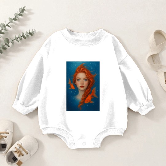 Underwater Redhead with Goldfish Baby Romper Sweatshirts