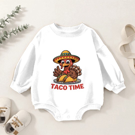Festive Mexican Turkey Taco Design Baby Romper Sweatshirts
