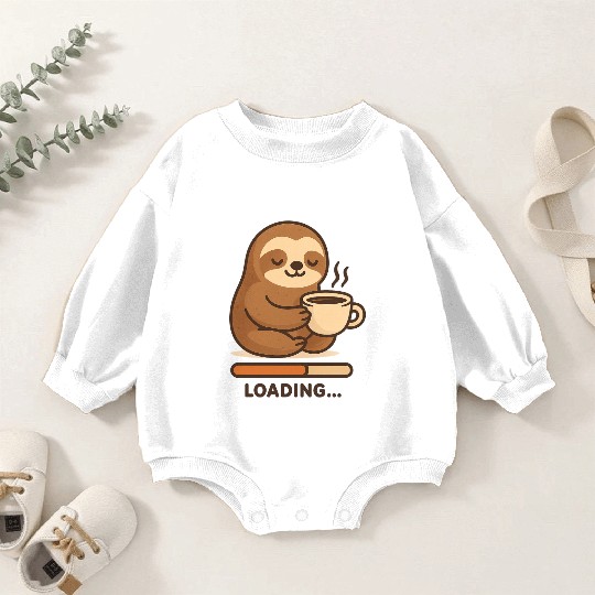 Charming Sloth with Coffee Baby Romper Sweatshirts