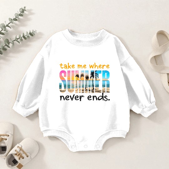 Sunset Beach Paradise Typography Baby Romper Sweatshirts