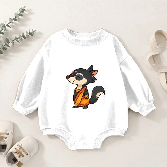 Adorable Animal Character in Vibrant Attire Baby Romper Sweatshirts