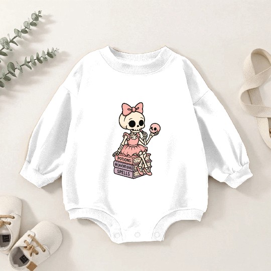 Cherry Blossom Skeleton with Potion Books Baby Romper Sweatshirts