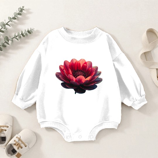Vivid Red Lotus Blossom Design Baby Romper Sweatshirts