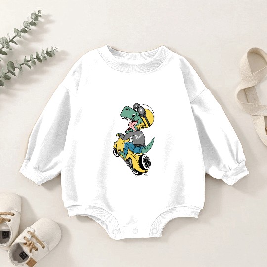 Dinosaur Racer with Streetwear Vibe Baby Romper Sweatshirts