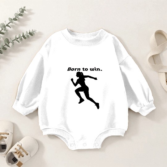 Empowering Born to Win Text Design Baby Romper Sweatshirts
